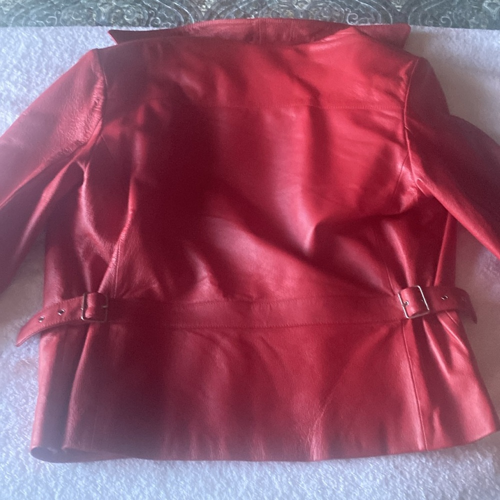 TRIBECA STUDIO Vintage Women’s Red Leather Jacket Zippered Size M - Picture 6 of 15